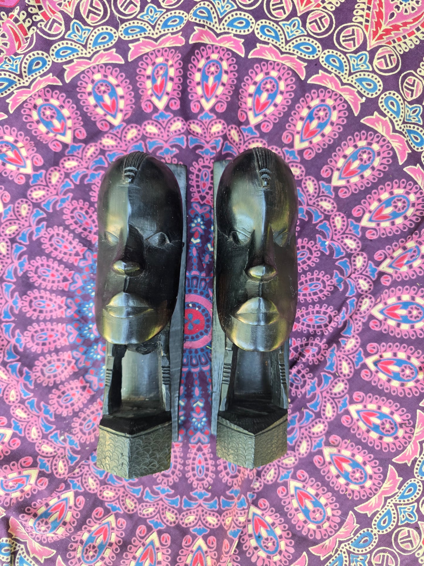 Hand carved African tribal statues