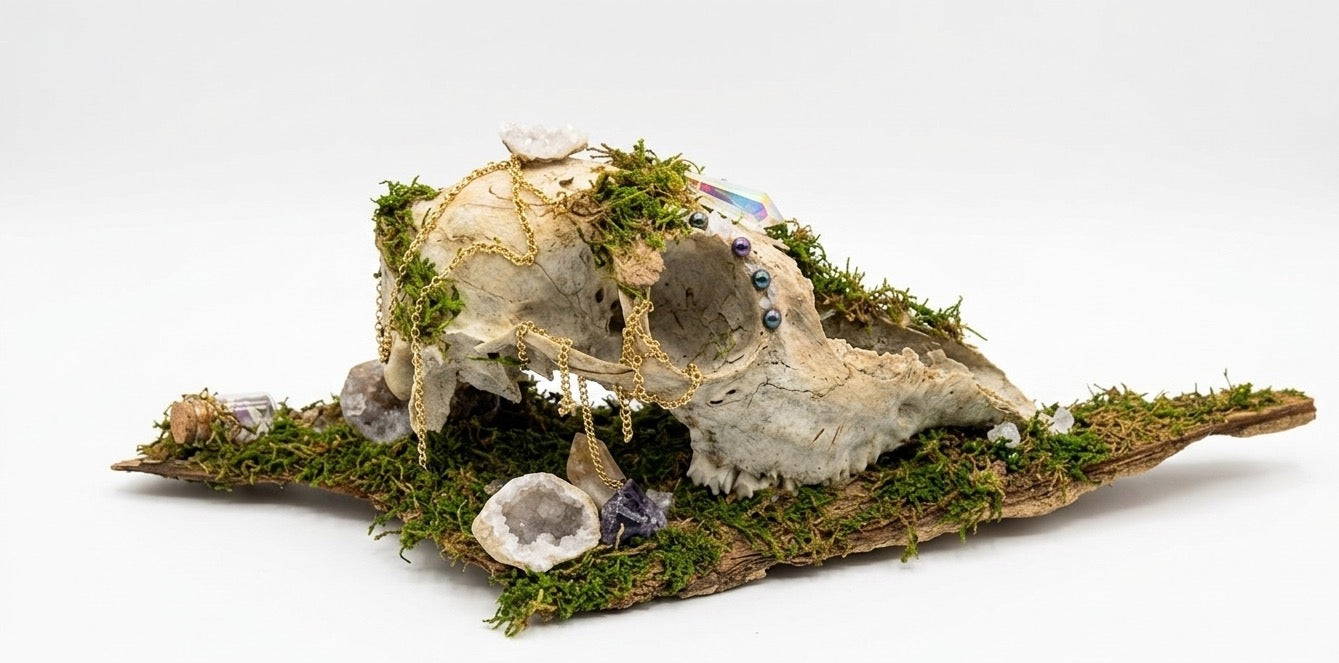 Ethereal doe skull centerpiece